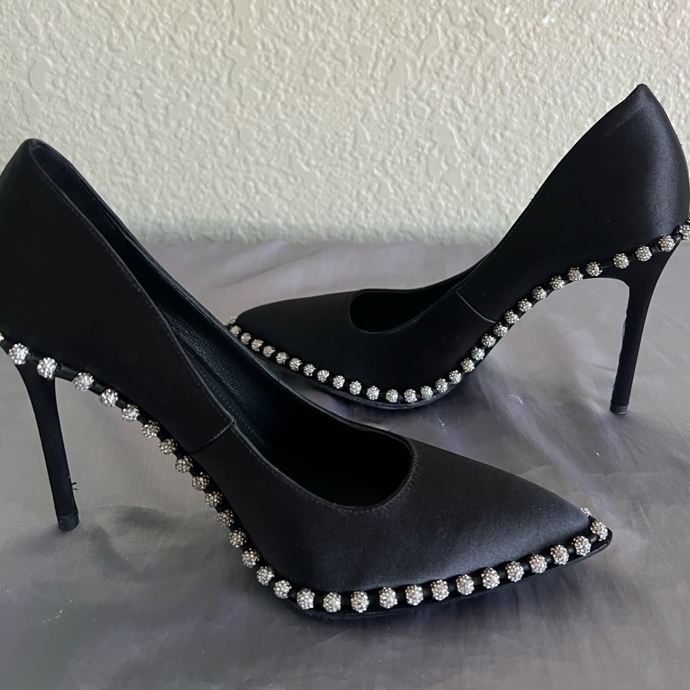 Alexander Wang Rie Crystal Satin Pointed Toe Heel Pump New - Picture 1 of 14